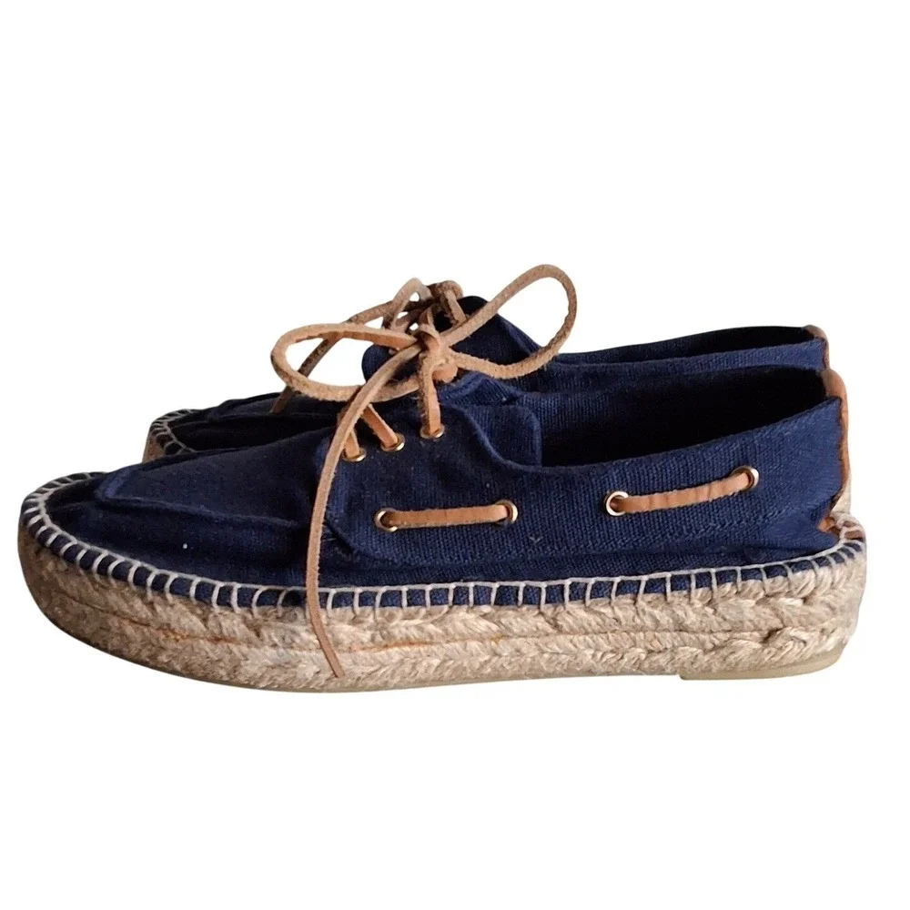 Tory Burch Women 8 Blanton Boat Espadrille‎ Shoes Lace Up Coastal Grandma NWOB